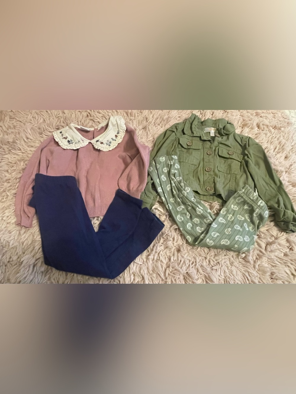 Girls Size 3T Outfit Bundle - Zara Embroidered Collar Sweater & Kensie Outfit